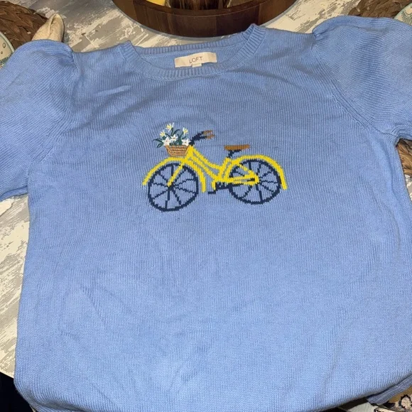 Blue Sweater with Yellow Bicycle Design - Picture 2 of 2